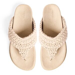NWT NA-KD Thong Knitted Cotton Footbed Slide Sandals